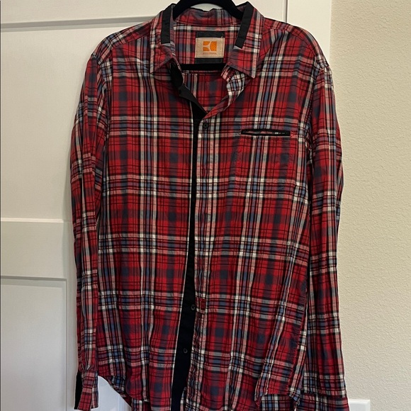 Hugo Boss “Orange” Red, Blue, Tan, Black Plaid Casual Button Down Shirt, Large - Picture 1 of 7